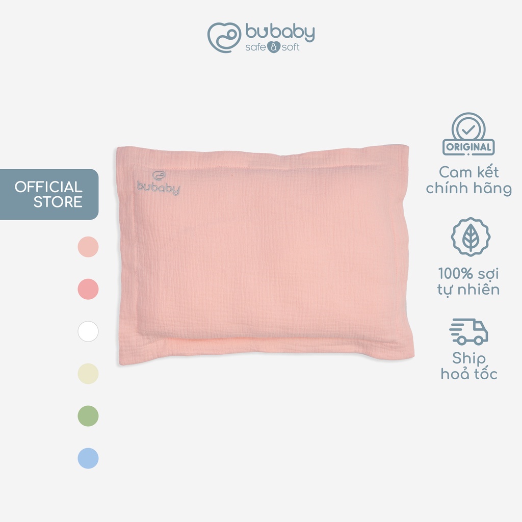 Gối cho bé mềm mại mặt vải muslin thấm hút (tặng vỏ gối thay thế) BU Baby AMU050000 | BU Baby chính hãng
