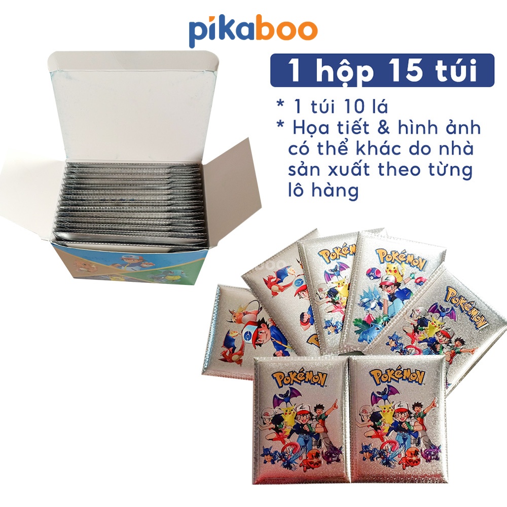 Thẻ bài mô phỏng Pokemon nguyên hộp 15 bộ màu vàng kim cao cấp siêu đẹp Pikaboo dày dặn cứng cáp siêu bền