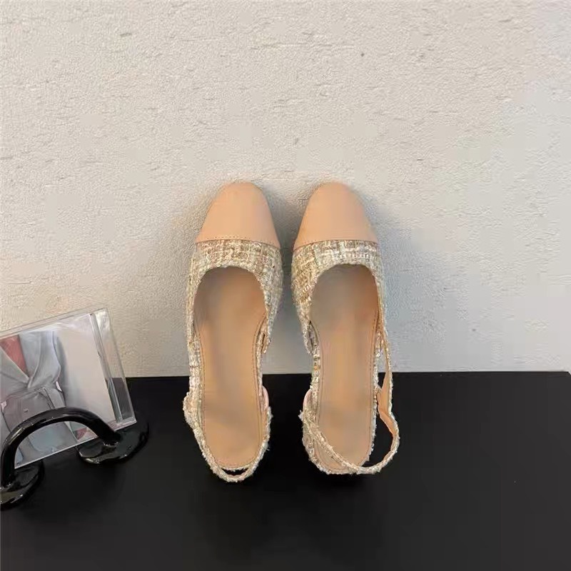 Giày Mary Jane mùa xuân hè dạ hội vải tweed đế bằng