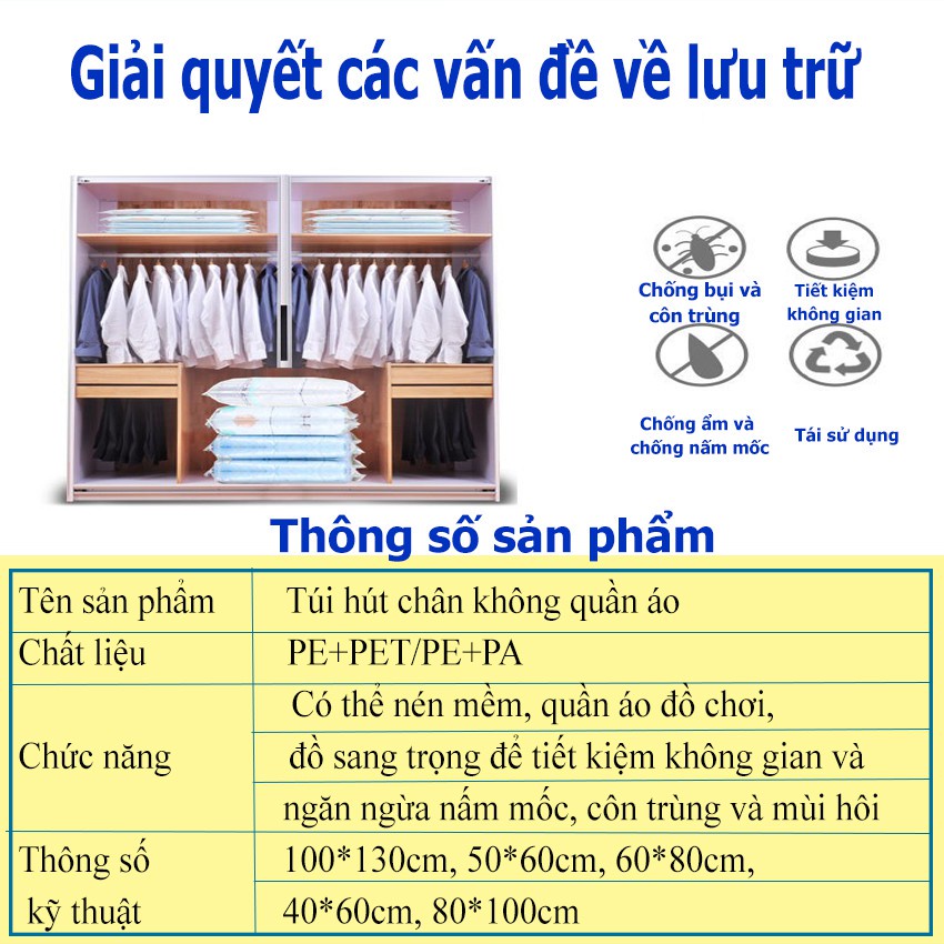 Túi Hút Chân Không Mado Đựng Quần Áo Chăn Màn Chống Mối Mọt