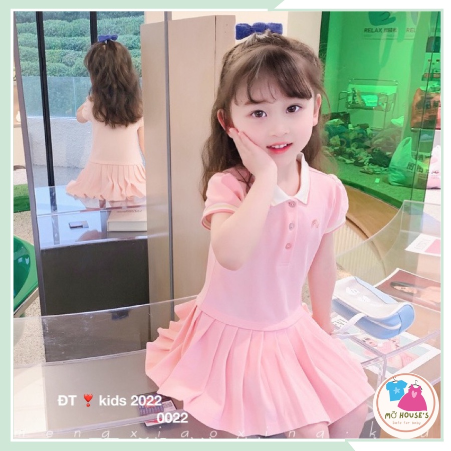 Váy cho bé gái, đầm có cổ thiết kế đuôi cá thêu cầu vồng VBG34