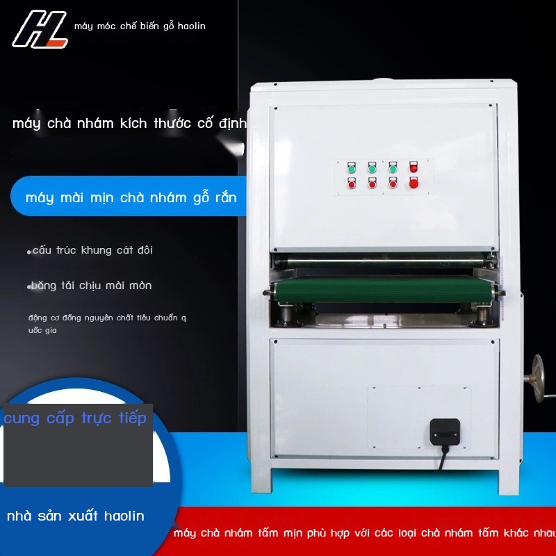 Máy đánh bóng mặt phẳng kim loại chà nhám chiều dài cố định hai trục Ván chế biến gỗ mài thông đai kiện kín