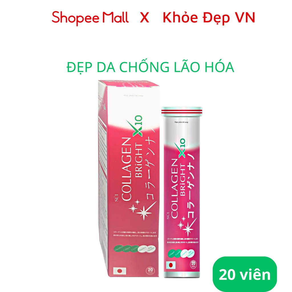 Viên sủi đẹp da collagen X10 chống lão hóa tuýp 20 viên