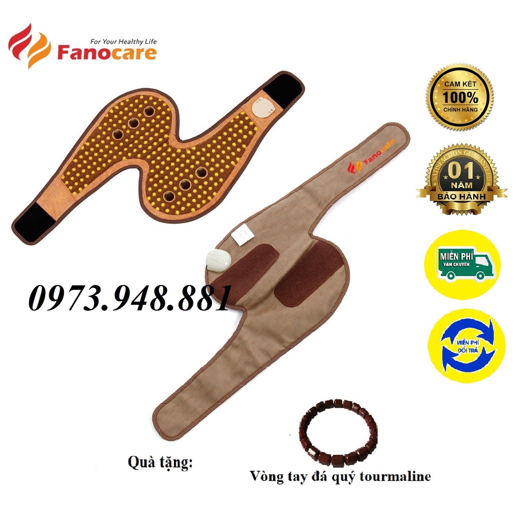 Đai quấn/bó gối tourmaline nano hoàng thổ giảm đau gối, đau khớp Fanocare (Tặng kèm 1 vòng tay đá tourmaline)