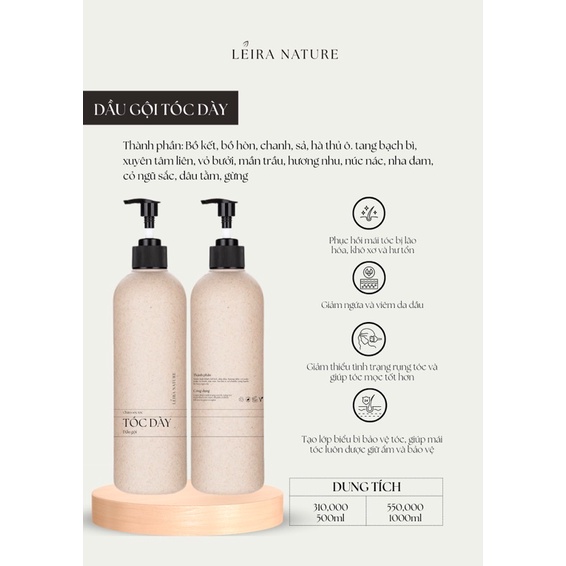 LEIRA NATURE | Dầu gội bồ kết Tóc Dày