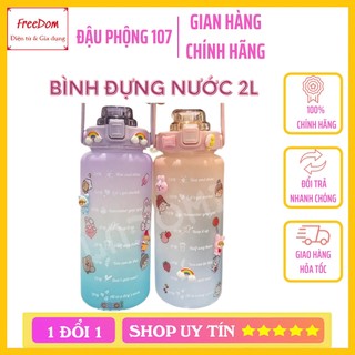 Bình đựng nước 2l dễ thương có vạch báo giờ uống nước