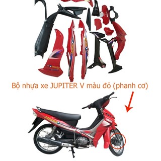 Bộ dàn áo xe Jupiter V màu Đỏ - phanh CƠ, nhựa ABS nguyên sinh cao cấp