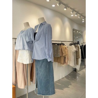 Áo sơ mi nút sườn sọc xanh (S/M)