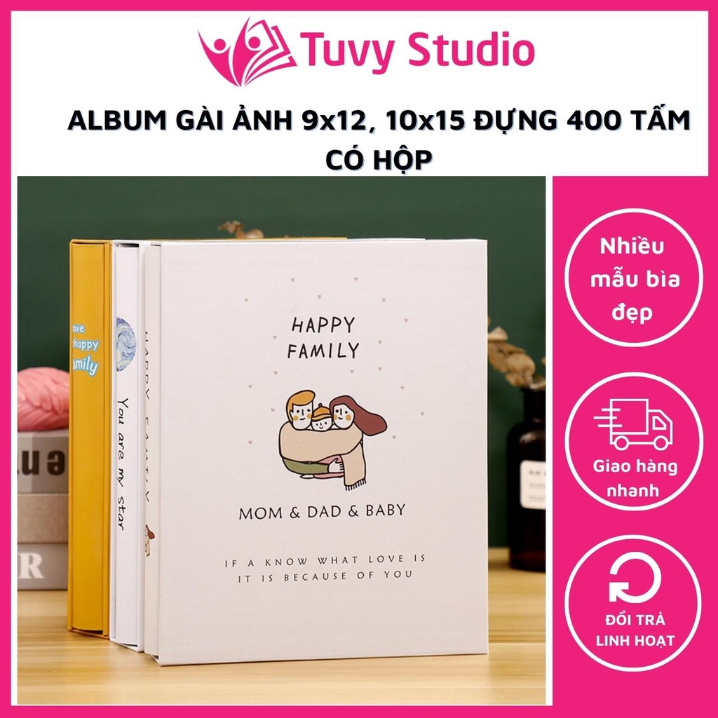 Album Ảnh 9X12 10X15 Đựng 400 Tấm Có Hộp Sang Trọng Chống Thấm Nước Lưu Ảnh  Gia Đình Quà Tặng Ý Nghĩa Tú Vy Studio - Mixasale