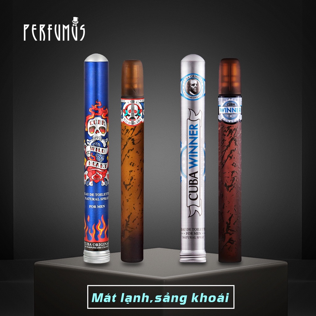 Combo 2 Chai Nước hoa NAM mùi mát Cuba WINNER & WILD HEART chính hãng Pháp 35ml - Mùi mát mẻ,ngọt dịu,sảng khoái