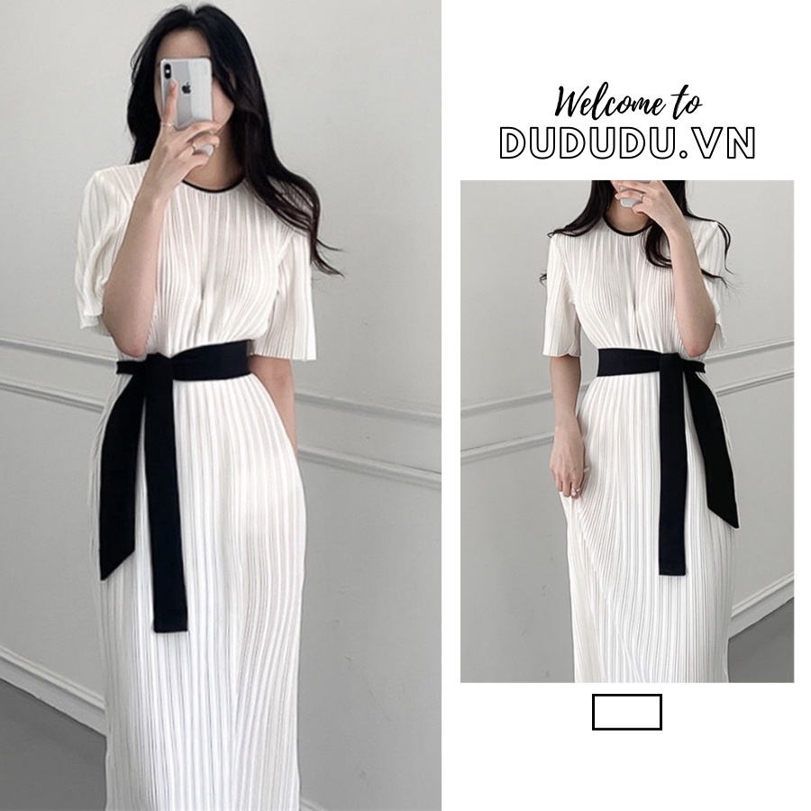 Đầm suông dáng rộng cổ tròn, xếp ly, phong cách Hàn Quốc, thanh lịch, nhẹ nhàng dành cho các nàng mặc đi biển, đi du lịch, đi làm, đi tiệc