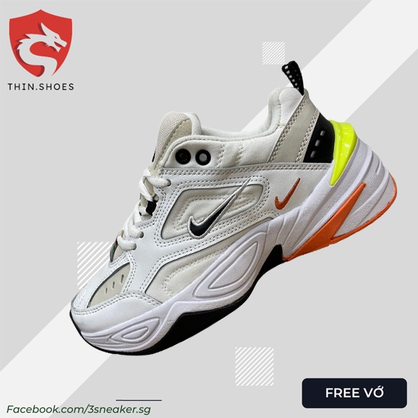 Giày Nike M2K Tekno Pure Platinum, M2K Gót Xanh Dạ Quang , Có Tặng Kèm Vớ Và Full Box