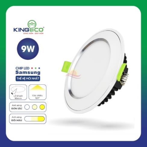 Đèn led trang trí downlight âm trần KINGLED Viền Bạc Viền Vàng mặt cong 7w 9w