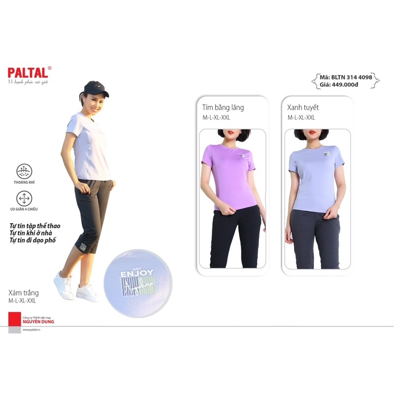 Paltal Bộ đồ thể thao nữ tập gym, yoga kiểu quần lửng tay ngắn poly 3144098