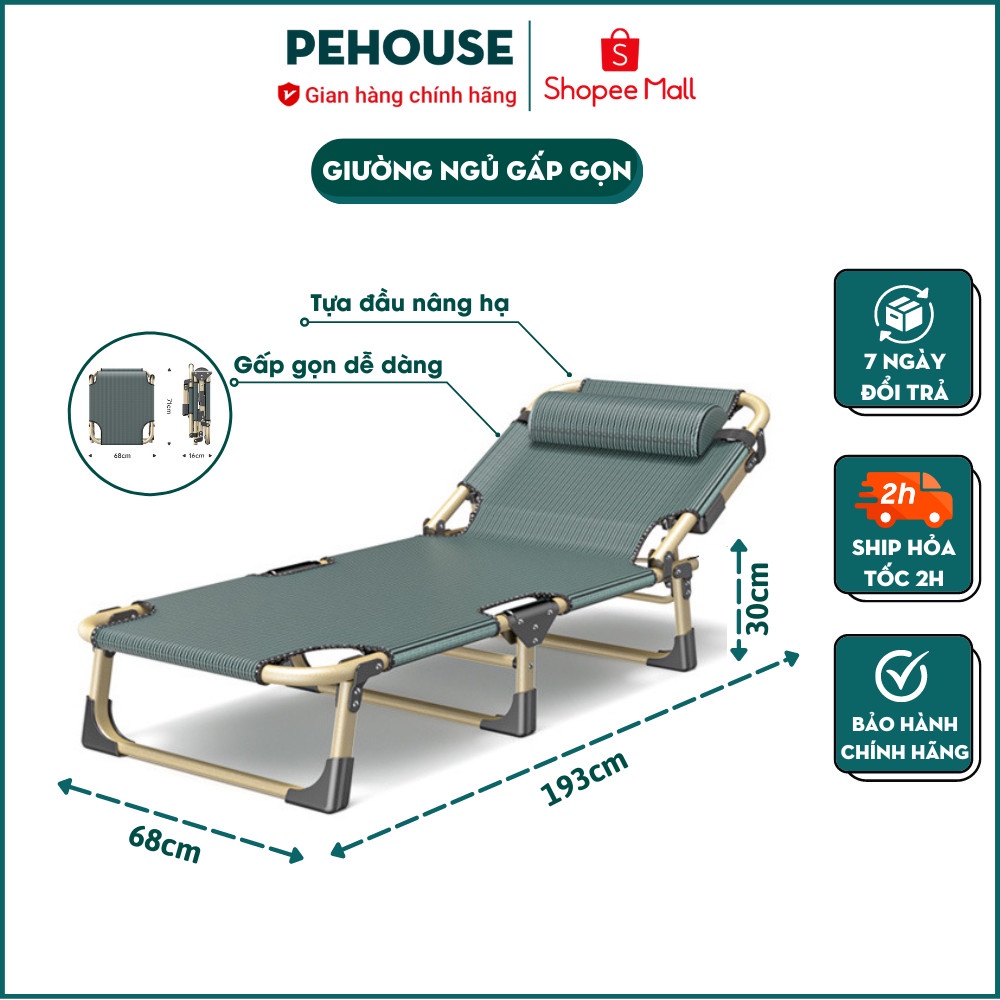 Giường gấp văn phòng Pehouse tùy chỉnh độ ngả đầu khung thép chịu lực lớn