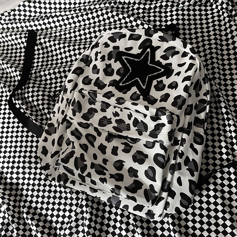 Ba Lô Đi Học Họa Tiết Da Báo Và Ngôi Sao Ngọt Ngào Chính Hãng Cho Nữ Sinh Trung Học