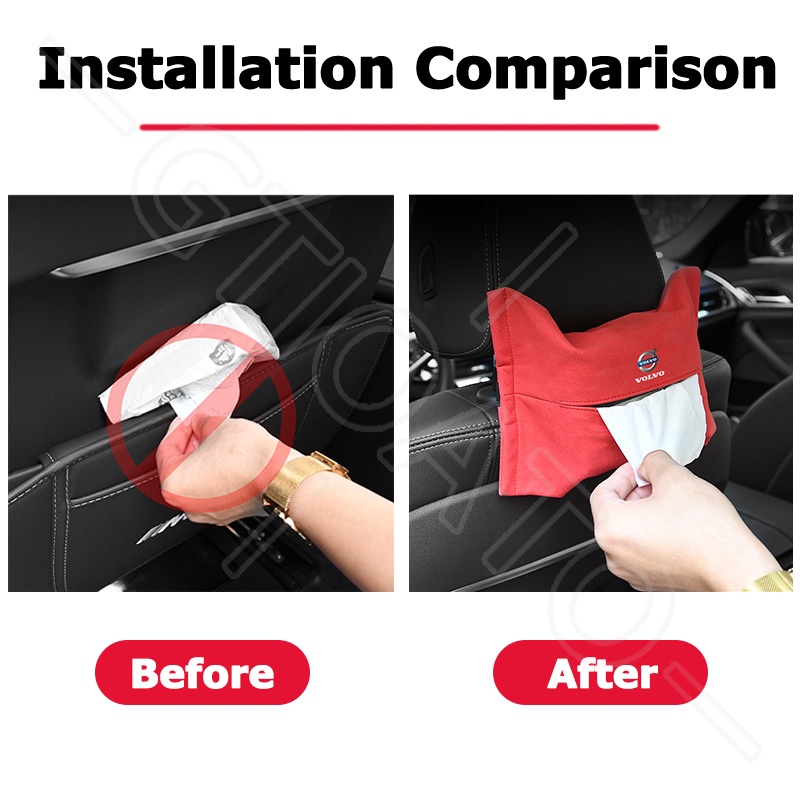 GTIOATO HộP ĐựNg GiấY ĂN Lưng Ghế Xe Hơi TúI Treo Đồ Sau Ghế Ô Tô Hộp Đựng Khăn Giấy Ô Tô HộP ĐựNg GiấY TrêN Xe Ô Tô TúI Treo Sau Ghế Ô Tô Phụ Kiện Xe Hơi Cho Volvo XC60 V90 S60 V60 S90 V50 V40 XC90 XC40