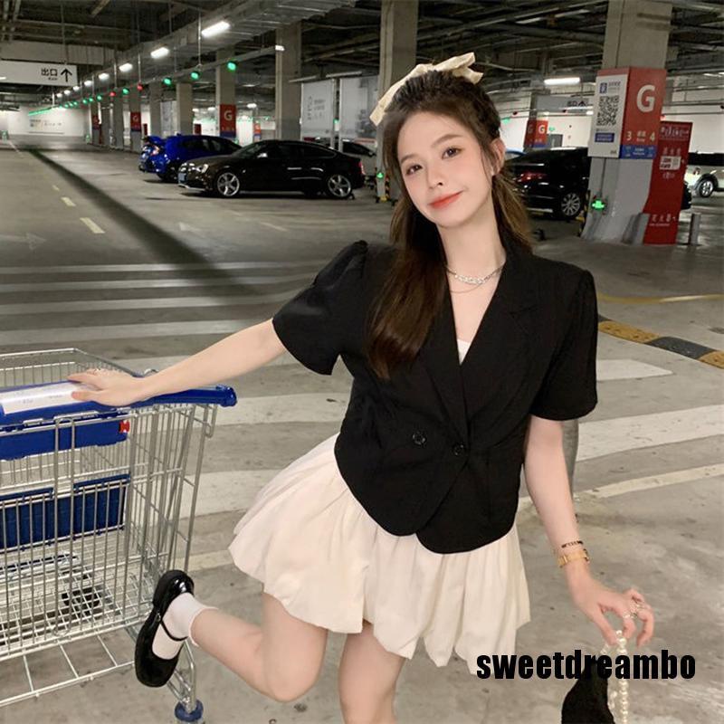 Áo Khoác Blazer Dáng Ngắn Cài Khuy Kiểu Pháp Thời Trang Xuân Hè 2023 Cho Bạn Gái