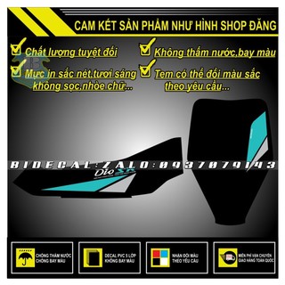 TEM RỜI DIO SR PHỐI XANH NGỌC DÁN XE ĐEN