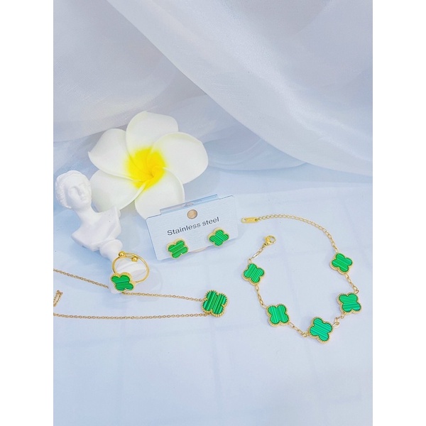 Combo 4 món Dây Bông Lắc Nhẫn cỏ 4 lá CB166