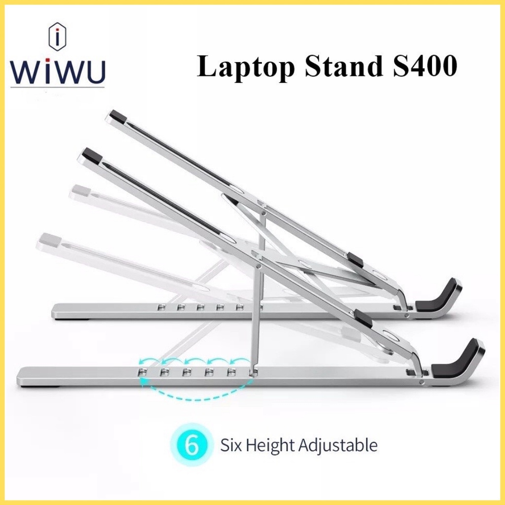 Giá đỡ kim loại xếp gọn Wiwu Stand S400 cho Laptop , Mac 16 inch M1 , Laptop 13 – 16 inch nhỏ gọn chắc chắn , tản nhiệt