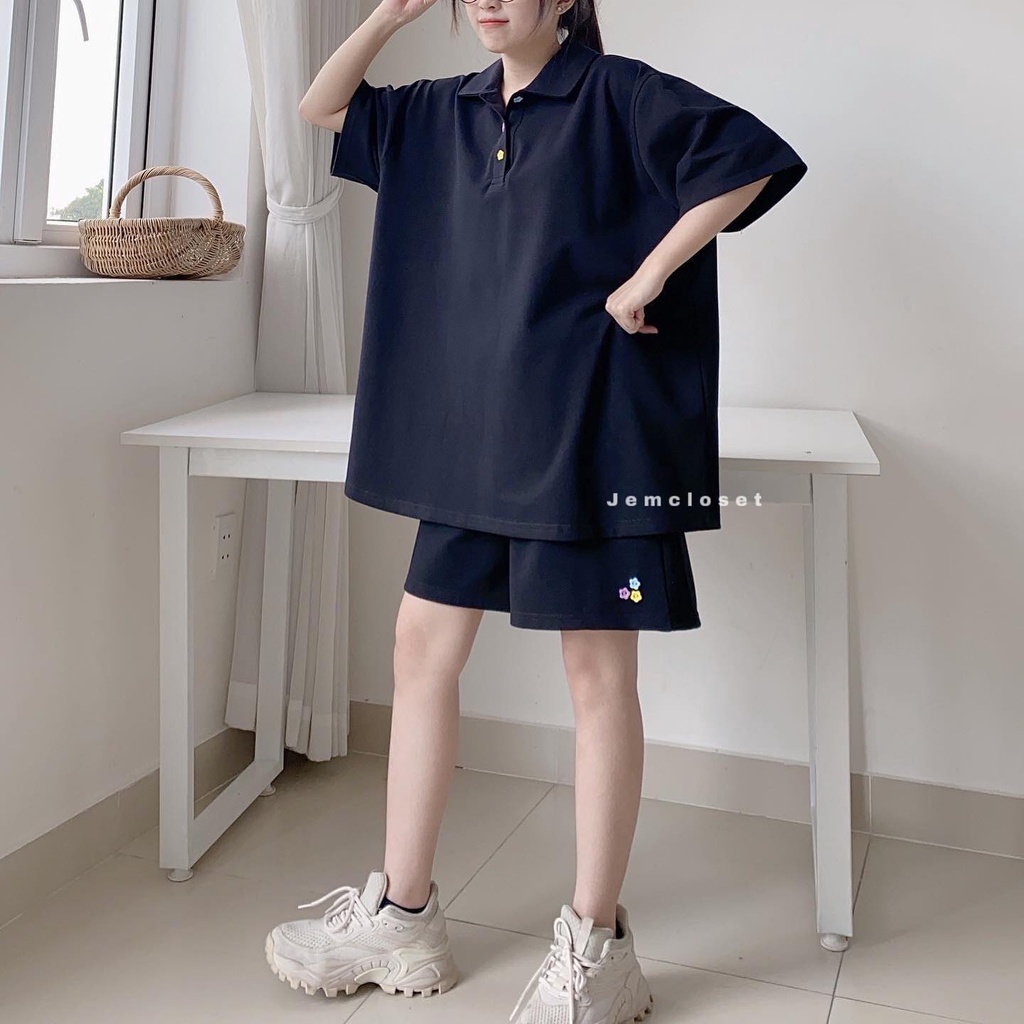 Set Bộ Đi Chơi Nữ JEMCLOSET Áo Polo Quần Short Phong Cách Hàn Quốc Dễ Thương NOAL 8128