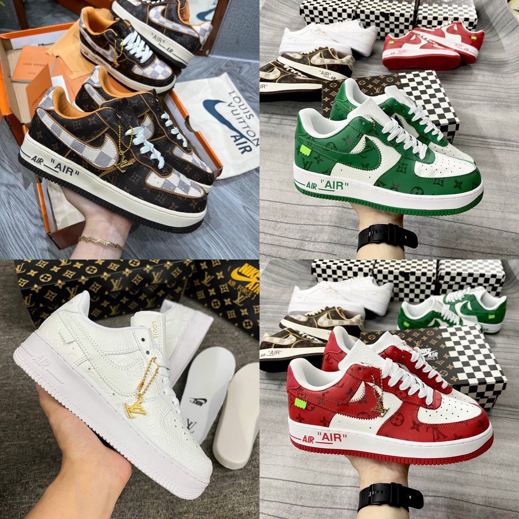 Giầy Sneaker air force 1 LV Nâu, Trắng, Xanh Lá, Đỏ, Giày thể thao AF1 LV Low mix lv nam nữ bản mới cực chất trend 2022