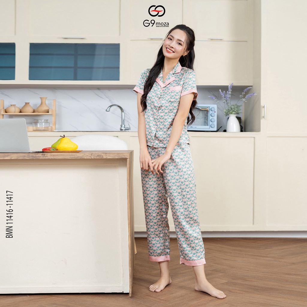 Bộ pijama lụa G9moza 11416-11417 chất mềm mịn mát