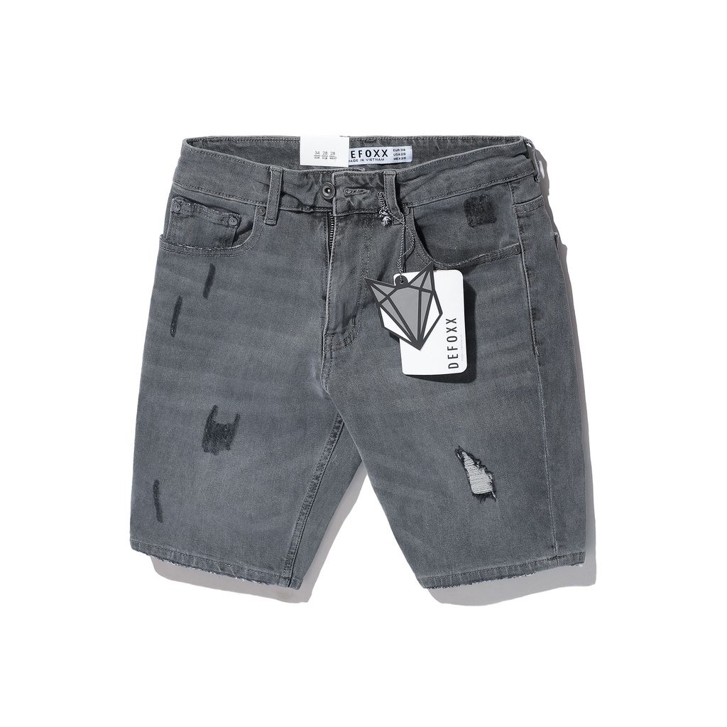 Quần short jean nam, quần short bò nam DEFOXX xám nhạt wash rách 230318 foxxmen