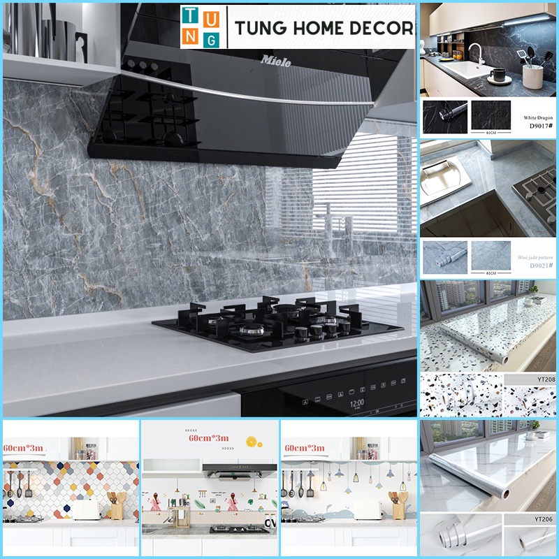 giấy dán bếp chống dầu mỡ dễ lau chùi chịu nhiệt vân đá TUNG Home Decor GDB23