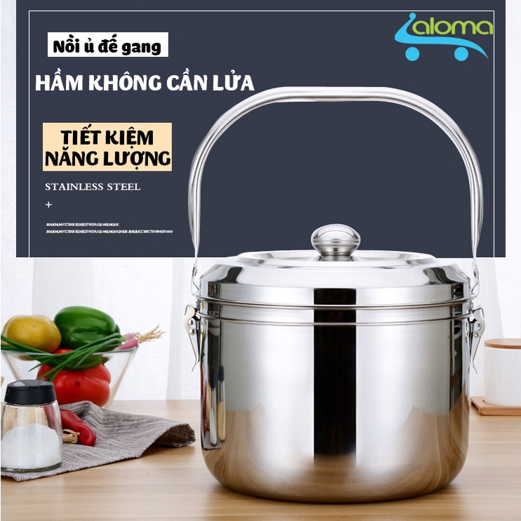 Nồi ủ nhiệt chân không đế gang 9 lít Thermal Cooker kèm khay hấp inox - Nồi ủ giữ nhiệt công nghệ Nhật Bản bằng inox 304