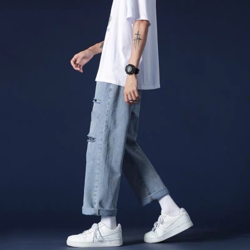 Quần Jeans Nam Baggy 2STOREGLE Phom Trơn Ống Rộng Suông Dáng Đứng Cạp Cao Vải Đẹp Không Phài Màu Ít Xù Lông