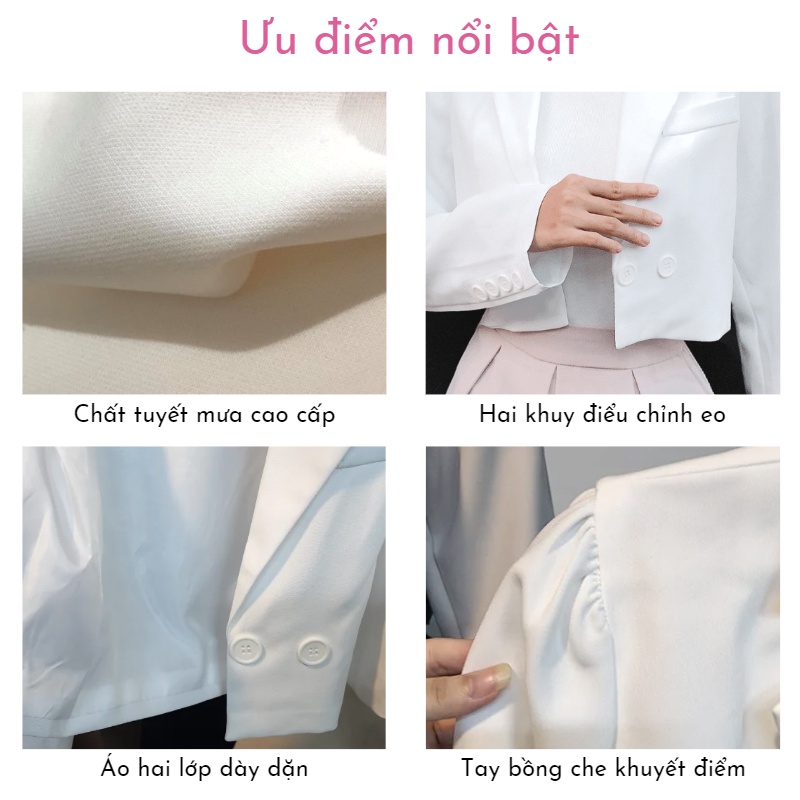 Áo khoác Lachi công sở kiểu vest blazer croptop dài tay chát tuyết mưa ASM06