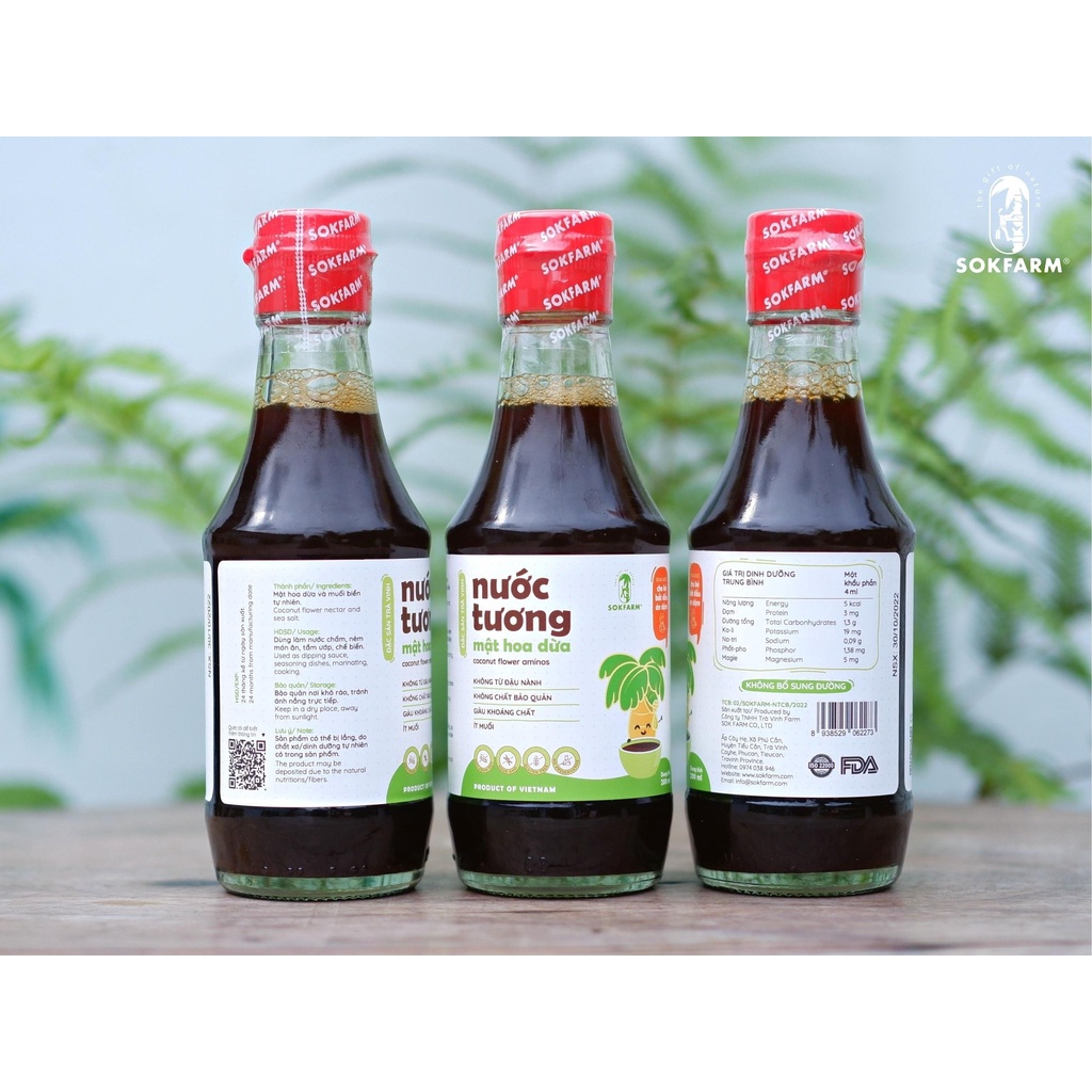 Nước tương mật hoa dừa cho Bé 200ml Sokfarm - Xanhsam Organic
