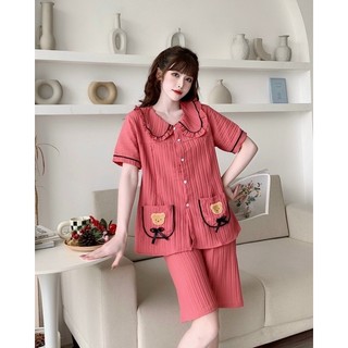 Bộ bầu cộc tay mặc nhà kết hợp sau sinh túi mặt gấu M52