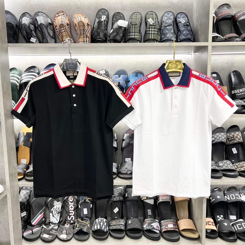 Áo polo gucci viền vai chất cotton mềm mát 2363 siêu đẹp