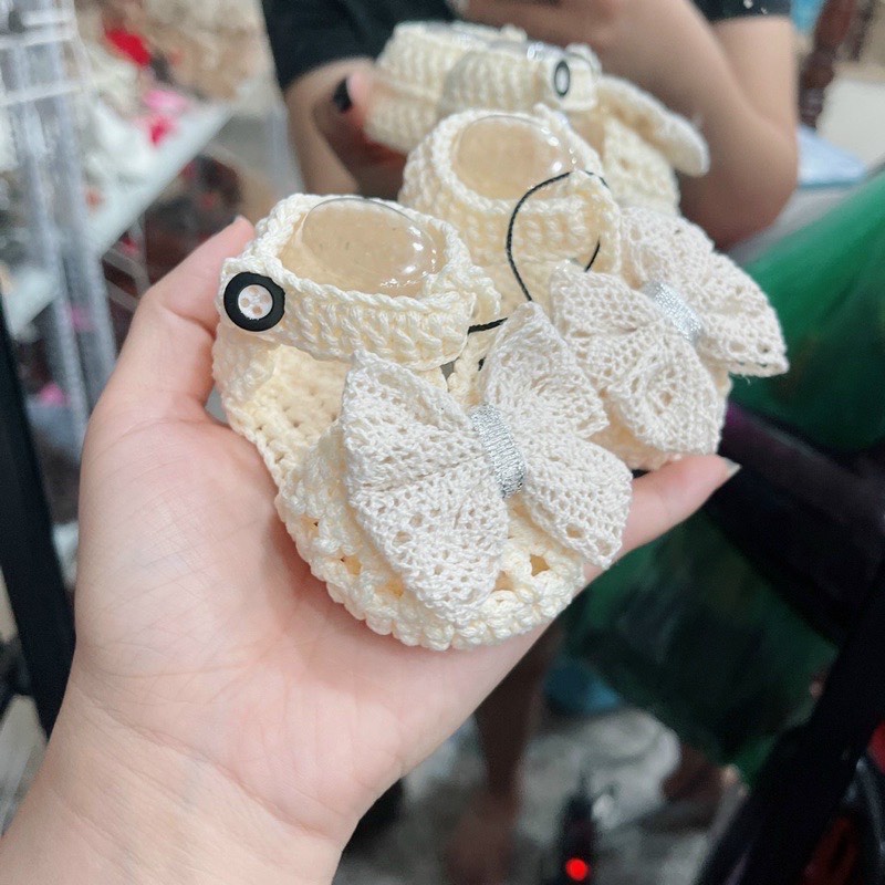 Giày bệt, dép đan len mùa hè cho bé gái 0-12 tháng