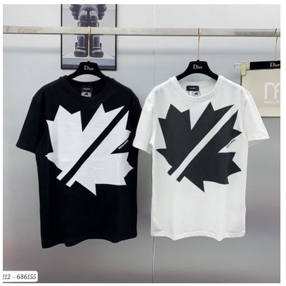 Áo phông nam nữ P.remium Cotton in hình logo lá chữ D.S.Q.2 vải dày dặn cực chất