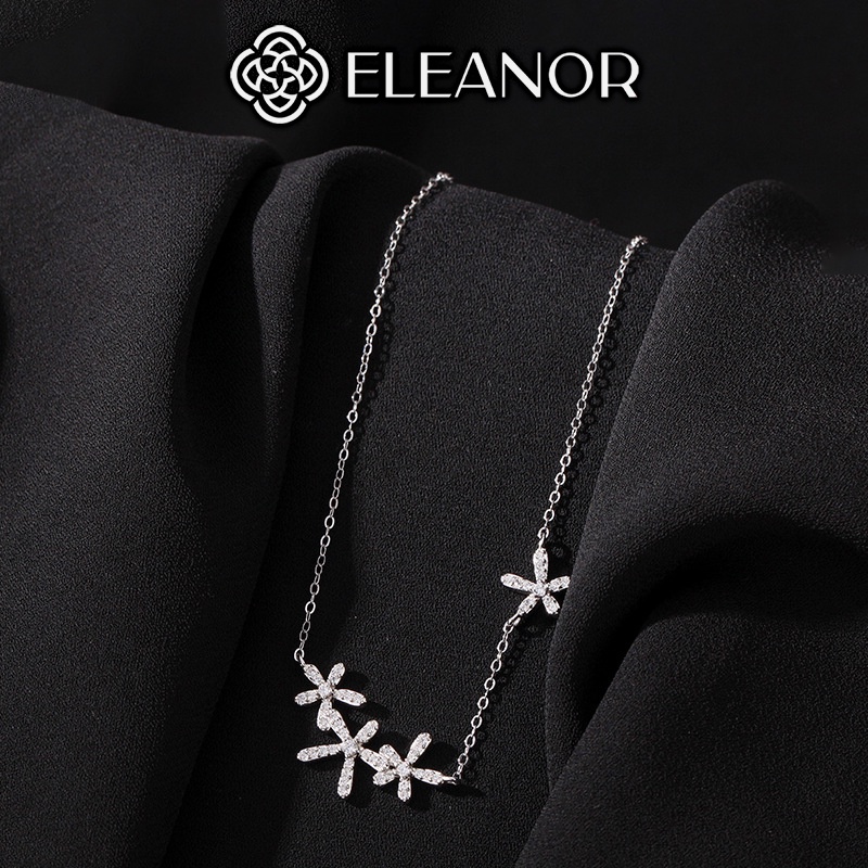 Dây chuyền nữ bạc 925 Eleanor Accessories mặt hình hoa đính đá sang trọng phụ kiện trang sức thanh lịch 5450