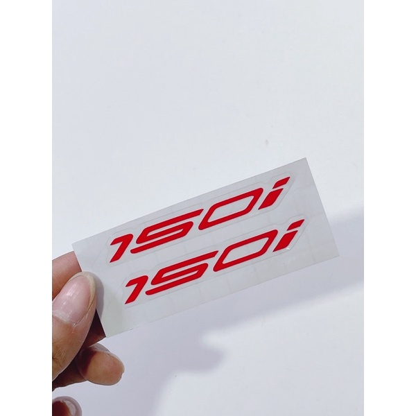 Cặp 2 tem số 150i bạc & đỏ phản quang trong suốt size 7x1.5cm có sẵn keo dán trang trí xe máy