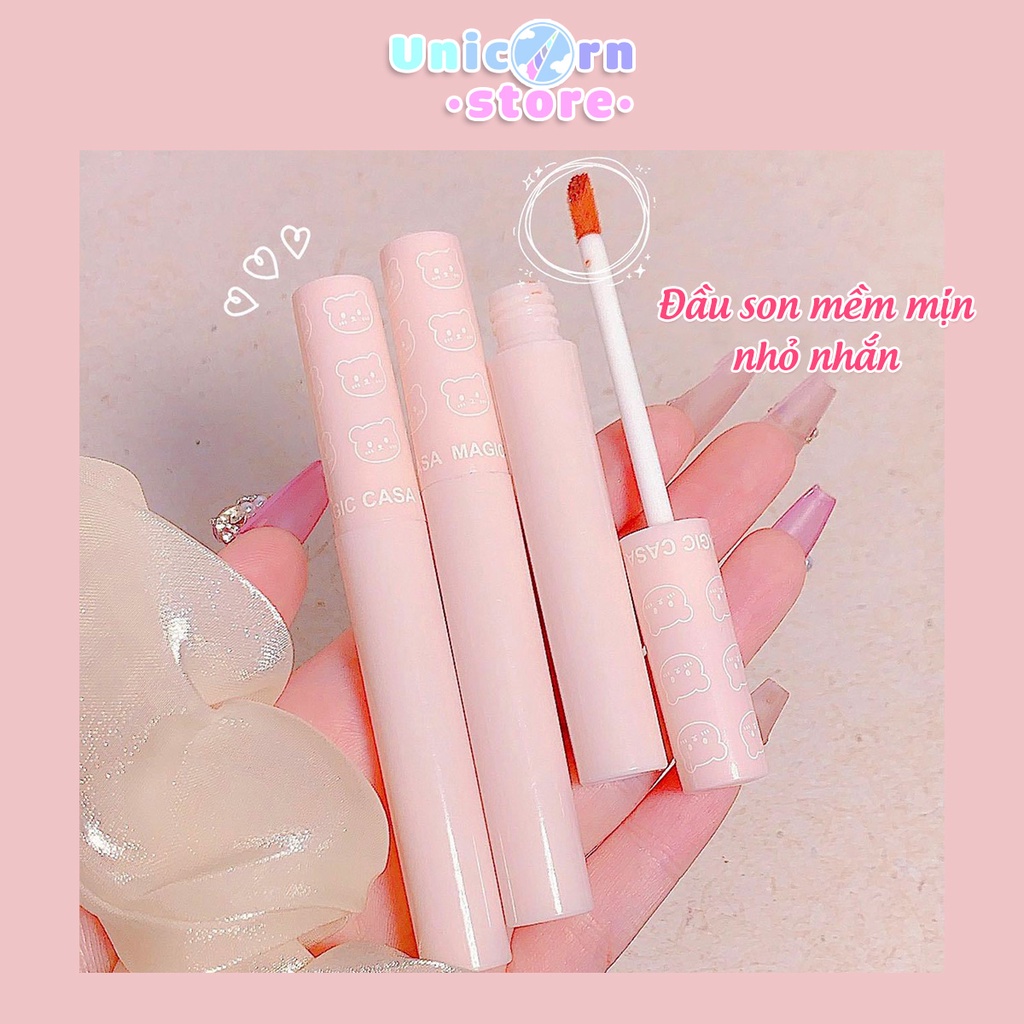 Set 6 Son Bóng Lì Gấu Hồng Magic Casa Bubbly Bear Watery Lip Glaze