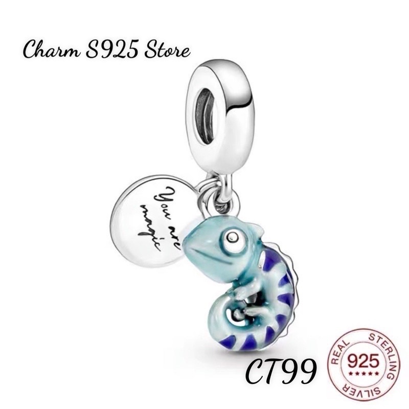 CHARM PAN ALE TREO TẮC KÈ HOA ĐỔI MÀU BẠC S925 CAO CẤP