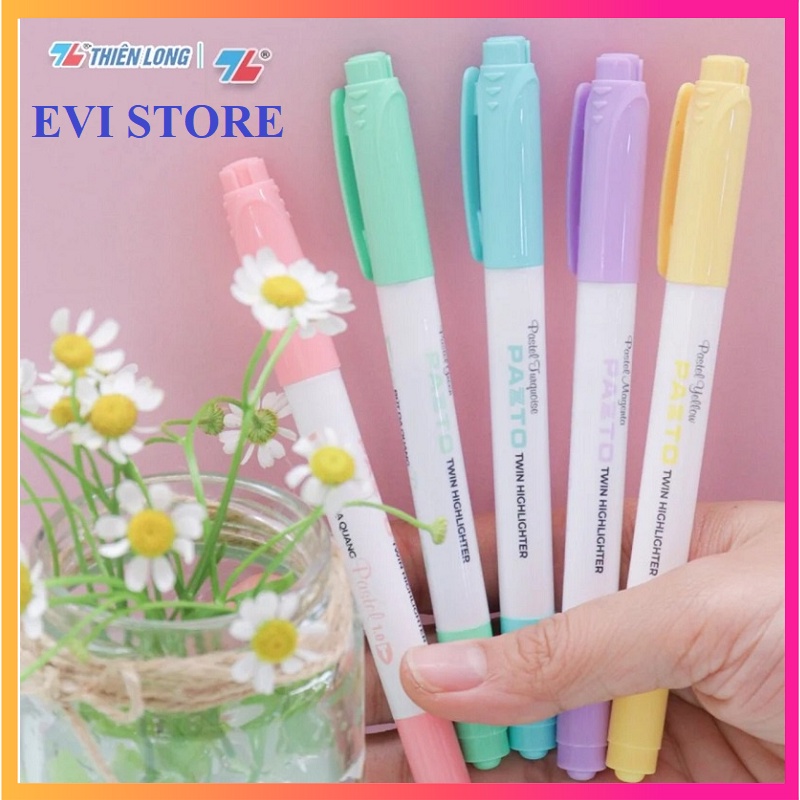 Bút dạ quang màu Pastel Thiên Long Pazto HL-016 - Bút nhớ dòng HL016 rửa được không để lại vết khi Photocopy