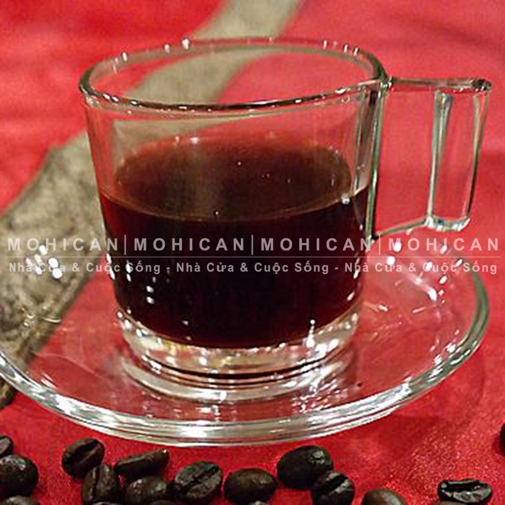 Cốc thủy tinh có quai Lucky Classic Cup 80ml, ly thủy tinh pha Espresso, trà, cà phê nhỏ Thái Lan LUCG-304903