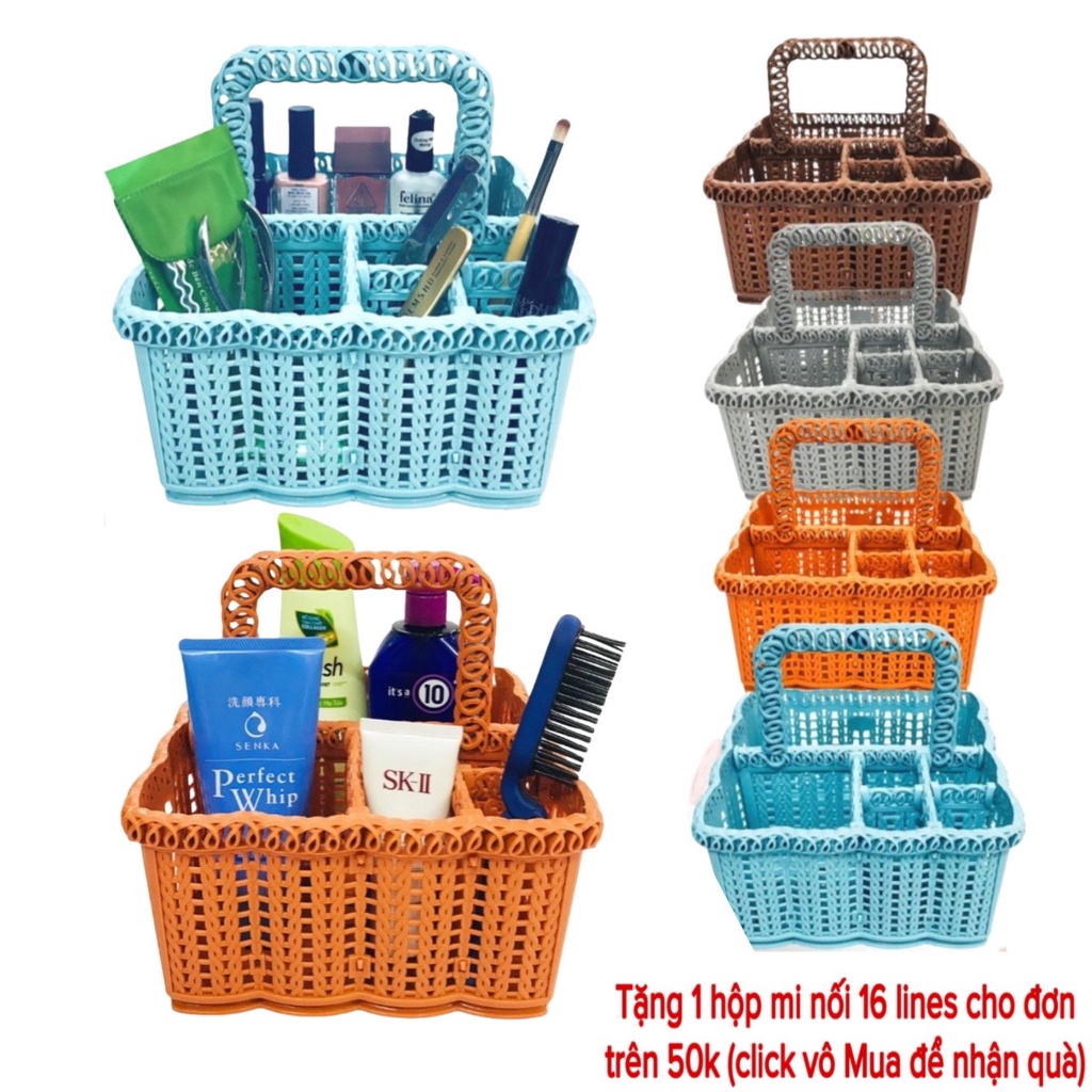 Rổ để dụng cụ nối mi, đựng đồ nail, phun xăm 6 ngăn tiện lợi (dụng cụ nối mi)