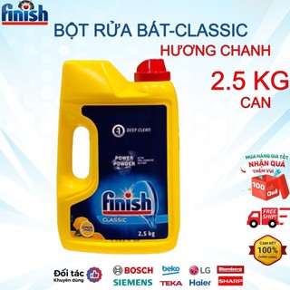 Bột rửa chén bát hương chanh finish classic power, chai 2.5 kg, nhập khẩu chính hãng, 2 chức năng