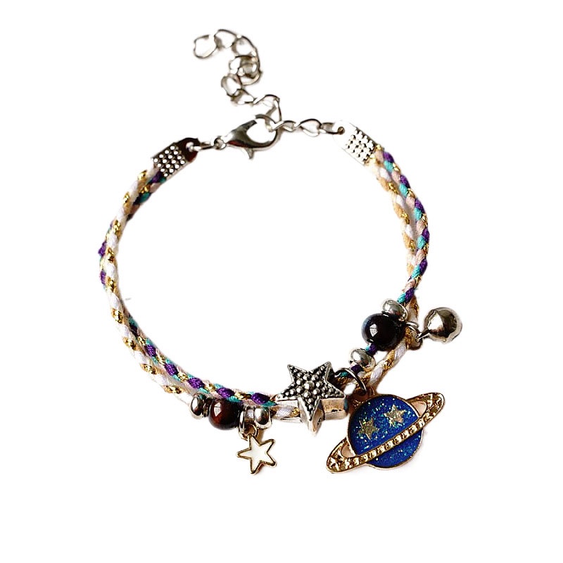 miumiuaVòng tay tình bạn bện dây mặt phi hành gia điều chỉnh được thân thiện với môi trường dành cho các cặp đôi