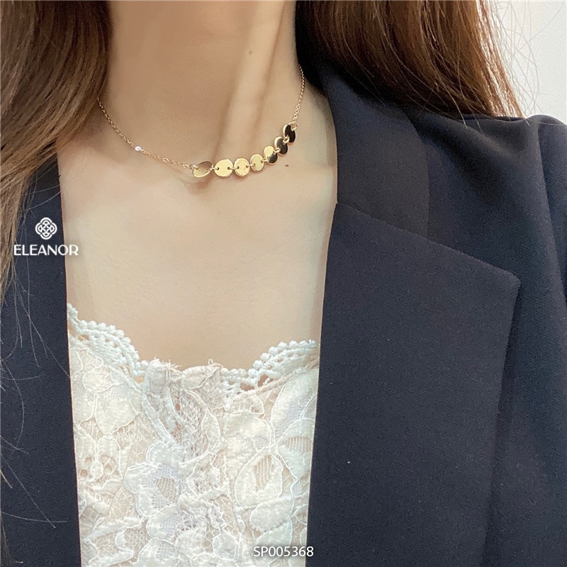 Dây chuyền nữ bạc 925 Eleanor Accessories choker thiết kế mặt tròn mắt xích phụ kiện trang sức 5368