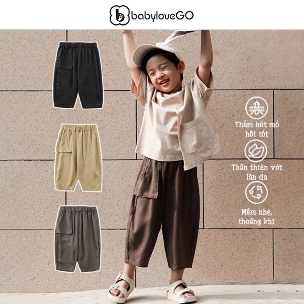 Quần dài kaki bé trai BabyloveGO quần dài có túi cho bé ống rộng phong cách Hàn quốc KK002