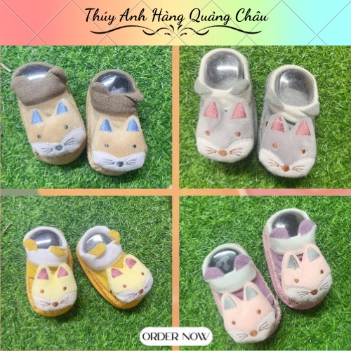 (GB22) Giày tập đi đế mềm, vải in hình chú cáo ngộ nghĩnh cho bé hàng Quảng Châu Cao Cấp